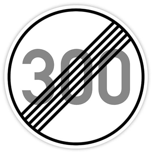 Geschwindigkeit Tempolimit Aufgehoben „300 km/h“ Sticker KfZ selbstklebend | Ø 5-30 cm Made in Germany, Größe: Ø 30 cm