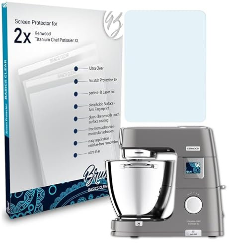 Bruni Schutzfolie kompatibel mit Kenwood Titanium Chef Patissier XL Folie, glasklare Displayschutzfolie (2X)