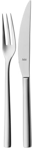 Silit Trend Steakbesteck Set 2-teilig, 23,2 cm Steakmesser, Besteck 1 Person, Klingenstahl rostfrei mit Wellenschliff, geschmiedetes Messer, langlebig, kratzbeständig, spülmaschinenfest