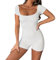 RoomTour Damen Jumpsuit Kurze Ärmel Quadratischer Ausschnitt Bodycon Yoga Training Romper Workout Bodysuit 1-Weiß S