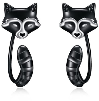 POPLYKE Waschb?r-Ohrringe für Frauen Sterling Silber Niedliche Tier Schmuck Geschenke für Tochter