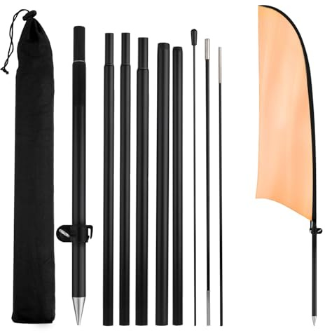 XIHIRCD Knife Shaped Feather Flagpole, Feather Banner Pole Kit Flag Pole Kit Portable Flagpole for Advertising Outdoors Activities Promotions Real Estate Supplies(Black)