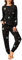 Ekouaer Damen Schlafanzug Lang Zweiteiliger Star Schlafanzug Winter Pyjama Set Rundhals Langarm Loungewear Winter Schwarz M