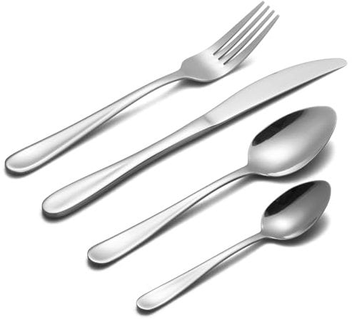 Cutlery Set,Alata Grand 24 Piece Stainless Steel Flatware Set, Tableware Silverware Set with Spoon Knife and Fork Set, Service for 6, Dishwasher Safe/Everyday Use, Mirror Polished