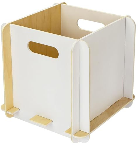 HMF Aufbewahrungsbox aus Holz zum Zusammenstecken | passend für Bücherregale | 25 x 25 x 25 cm | Weiß