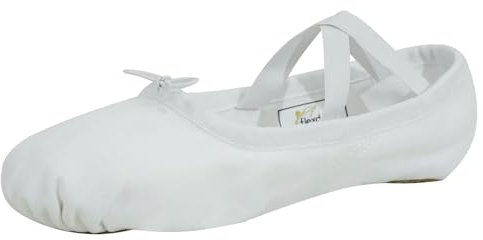 flexdans Ballettschuhe, Ballettschläppchen aus Doppelschicht Canvas, Tanzschuhe Geteilte Ledersohle Ballett Schuh für Kinder und Erwachsene White 32