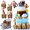 Boho Baby Animals Cake Decoration Blue Gold Balls Cake Topper Bears Cake Cake Decoration Baby Shower Birthday Cake Decoration