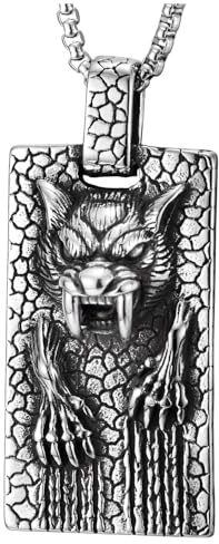 COOLSTEELANDBEYOND Heftig Tiger Klaue Anhänger Halskette Vintage Edelstahl, Dog Tag Design, Gotischen Biker Schmuck