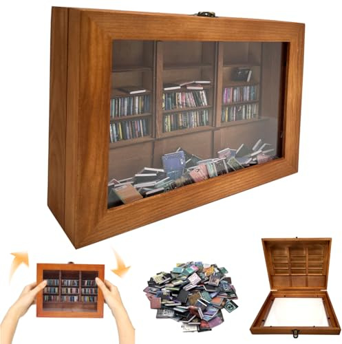 Anxiety Bookshelf with 200 Mini Books,Mini Book Nook | Shake Away Your Anxiety,for Stress Relief and Fun Decor,Wooden Miniature Library Ornament,Gifts for Book Lovers & Anxious