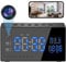 HD1080P WiFi Spy Hidden Camera Clock Loop Recording Motion Detection Night Vision Live Remote Viewing Wireless Nanny Cam for Home Security Android/iOS Digital Alarm Clock Temperature Display, Black