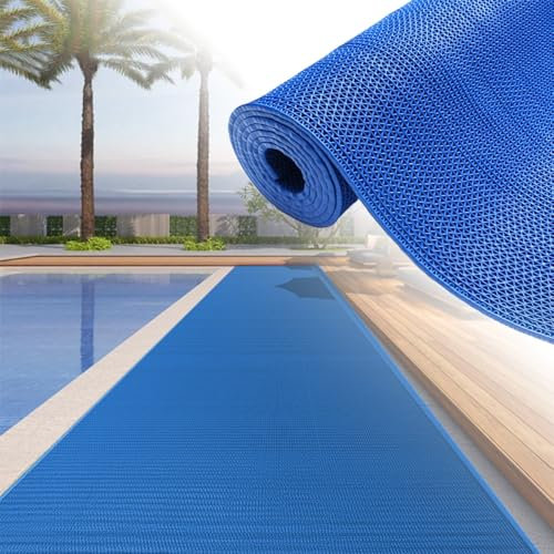 CTREVL PVC Rubber Floor Mats, Swimming Pool Bathroom Anti-Fatigue Rubber Matts, Drainage Non Slip Flooring Mats for Bathroom Swimming Pool Kitchen Washroom Restaurant Bar(Blue,90x100x0.45cm)