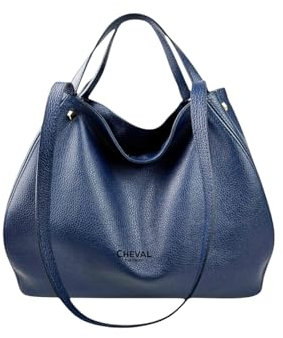 Cheval Firenze Alfa Handtasche aus echtem Leder Made in Italy, dunkelblau