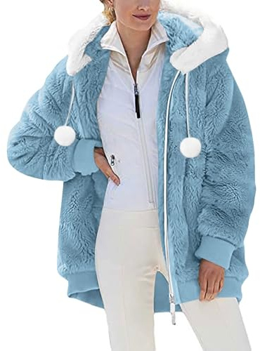 Pullover da donna Felpe con cappuccio Casual Felpe Maglione da donna Tinta unita con cappuccio con cerniera Tasca in pile con cappuccio Cappotto Atletico Top Donna Manica Lunga