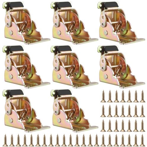 FAAING 8 Stück Klappscharnier Tischbeine Verzinkt, Tischbein Scharnier Klappbar Stützhalterung Klappkonsole Schaniere Klappbar 90 Grad, Selbstsichernde Scharniere für Klappbarer Tisch, Bett, Werkbank