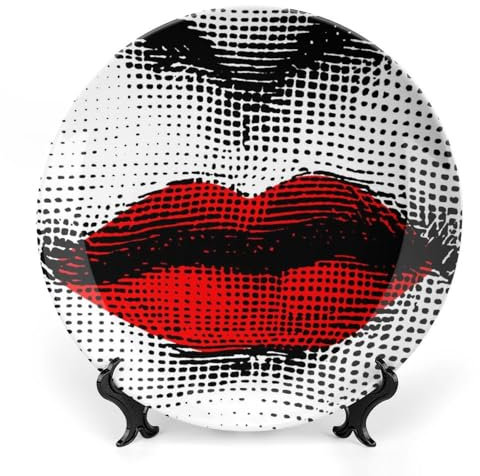 XYTDM Flacher Lina Cavalieri, dekorativer Wandteller, Dekoration zum Aufhängen an der Wand mit mysteriöser Gesichtsplatte, Halterung inklusive und speziellem Federhaken, 12,8 Zoll