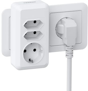 TESSAN Mehrfachsteckdose, Steckdosenadapter 3Fach mit Schalter, Schuko Doppelstecker für Steckdose 4000 W, Mehrfachstecker für Steckdose, Doppelsteckdose für Wohnzimmer Schlafzimmer Büro, Weiß