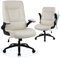 Youhauchair Bürostuhl 200kg für schwere Menschen, Chefsessel aus PU-Leder, Bürostuhl Ergonomisch mit hochklappbarer Armlehne, Schreibtischstuhl Office Chair für Home Office, Beige