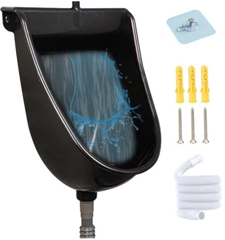 Urinals for Men Spill-Proof Waterless Urinal Wall Mounted Garage Urinal with 59'' Hose UV Resistant Plastic Urinals Indoor & Outdoor Toilet for Bathroom