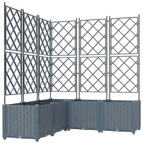 vidaXL Pflanzgefäße Garten hellgrau Kunststoff Metall