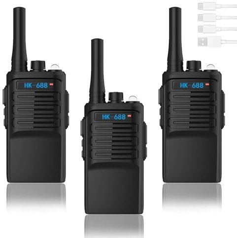 BUKEWIT Walkie Talkies Long Range 3Pcs,Walkie Talkies for Adults Long Range,Rechargeable Two Way Radio,16 Channels Radios with TYPE-C Cable,Emergency Radio Camping Accessories for Outdoor,Hiking