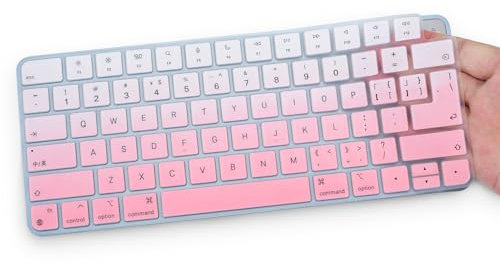 Keyboard Cover Skin for 2024-2021 Apple iMac 24 Inch Magic Keyboard A2450 / A2449 with Touch ID, iMac 24 Inch M4 M3 M1, Mac mini Accessories Skin, Gradual Pink