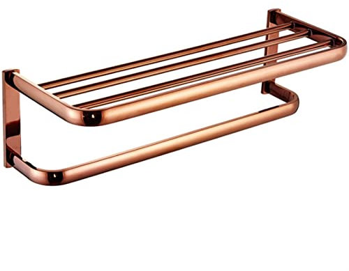 PNMNZTPAP Bronze Salle de Bain étagère chromée Blanche Porte-Serviette Rack Noir Rose doré Salle de Bain Porte-Toiles de Rangement Mural Vintage étagères Porte-Serviettes(Rose Gold)