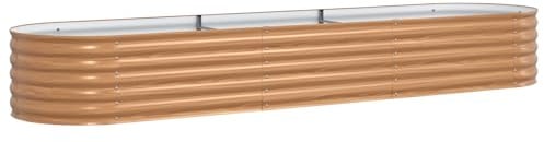 vidaXL Hochbeet Braun mit Holzoptik 320 x 80 x 44 cm - Robuster Stahlpflanzer für drinnen und draußen, ideal für große Pflanzen, Gemüse, Blumen und Kräuter im Garten oder auf der Terrasse.