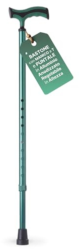 REMEDIA ONE Bastone per Anziani, Alluminio Anodizzato, Standard, Verde