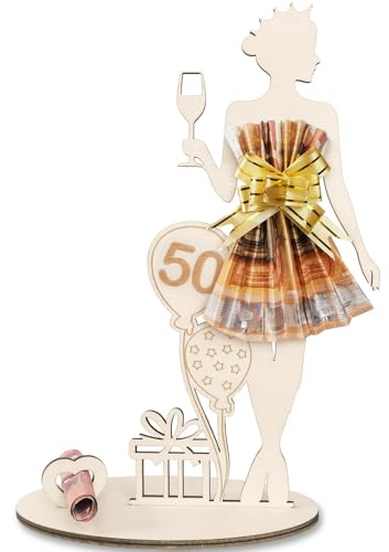 ARTREE Geldgeschenke Geburtstag Frau 50 Geburtstag Geschenk Frau, Geldgeschenk Geburtstag Holz Schild Gästebuch, 50.Geburtstag Frau, Personalisierbares Geschenk Geburtstag Deko, Hochzeit Jubiläum