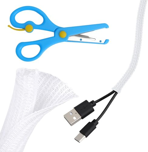 GZRXIOUS 5 m Gaine de Câbles Auto-Fermante Blanche 5–10 mm – Gaine Flexible