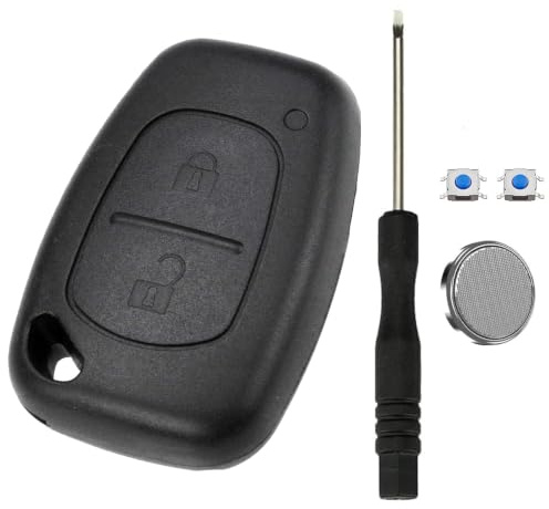 For Vauxhall Vivaro Renault Trafic Kangoo 2 Buttons Key Fob Case Cover | For Vauxhall Movano Nissan Primaster Interstar Renault Master Key Cover Micro Switch CR1220 Battery