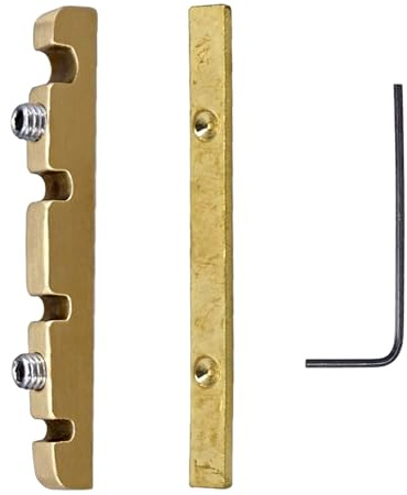 Brass Nut Replacement for 4-String Bass Guitar Adjustable Height Roller Bass Nut with Wrench