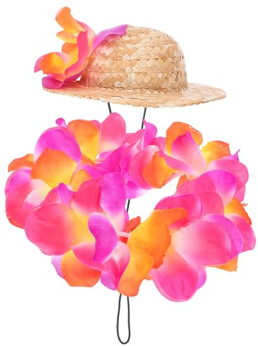 Cabilock Chapeau Hawaïen pour Chien avec Collier de Fleurs, 15 cm |