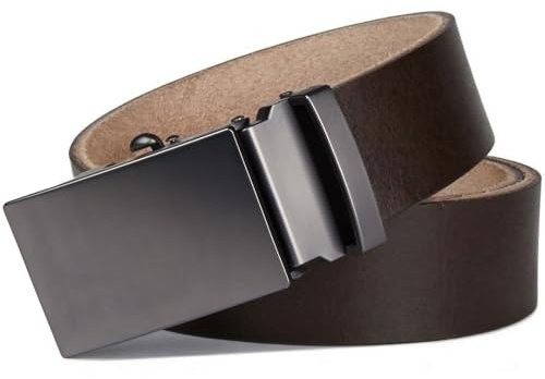 FELLERZ Gürtel Herren Leder Automatik - Ledergürtel Stufenlos Verstellbar Ohne Löcher - Automatikgürtel Business Anzug Belt Men - Herrengürtel Schwarz Geschenke Männer