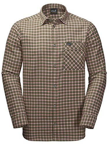 Jack Wolfskin Fraser Island Shirt, Waldgrün kariert, Größe L