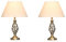 Pair of Kingswood Barley Twist Traditional Table Lamps & Matching Shades - Antique Brass