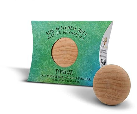 Baumstark Zypresse 45mm Handschmeichler mit Baumhoroskop (25.1. -3.2. und 26.7. -4.8.), Holz, 8 x 11.5 x 2.8 cm