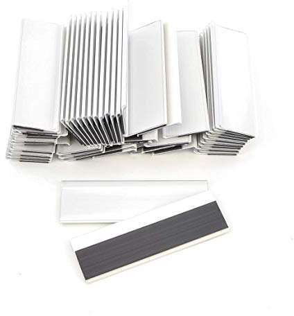 Magnetische Etikettenhalter für Einstecketiketten 300 mm Breit/Tickethalter/Etiketten Halter (75 mm Höhe, Weiß, 50 Stück)