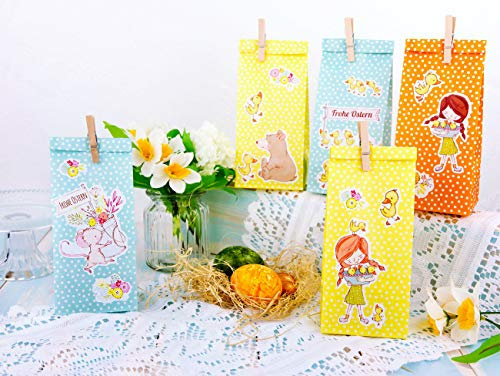 Papierdrachen 12 Osternester für Kinder und Erwachsene - DIY Osterkörbchen zu Ostern - Motiv Bären und Enten - Ostergeschenke für Kinder - Set 6