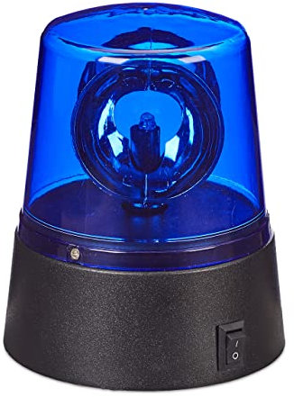 Relaxdays Lumière bleue LED, gyrophare avec réflecteur pivotant, éclairage de fêtes,avec batteries, bleue