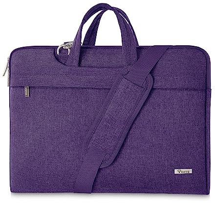 Voova Sacoche pour Ordinateur Portable légère 17 17.3 Pouces Sac Pochette Housse PC Imperméable Sac à bandoulière Sac à main avec Bandoulière et Poignée Cachée Violet