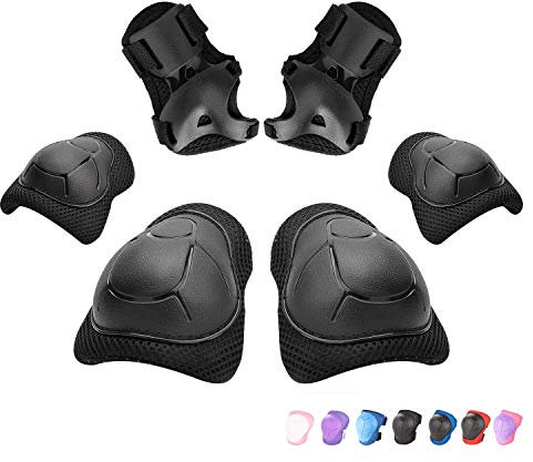 Kids/Youth Knee Pads Elbow Pads Wrist Guards 3 in 1 Protective Gear Set for Child Roller Skates, Cycling, Inline Skating, Scooter Skateboard, BMX Bike, Riding, and Multiple Outdoor Sports