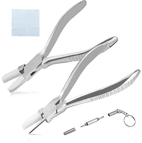SPEEDWOX Brillenrahmenzange, 15,2 cm, runde Nase, Nylonbacke und flache Nase, Anpassung von Brillenb眉geln, Rahmenzange, 2-teiliges Set, Werkzeug, Brillen-Nasenpads, Armzange