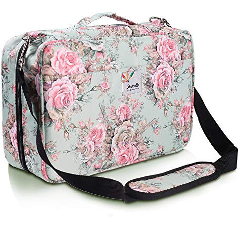 Shulaner 300 Slots Federmäppchen Hält 300 Bleistifte oder 200 Gelschreiber mit Reißverschluss Verschluss Nylon Pen Organizer großer Kapazität Coloured Pencil Case mit Schultergurt - Grün Rose