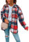 Yming Frauen Kariertes Hemd Oversized Mode Boyfriend Bluse Casual Plaid Jacke Kurz Hemdbluse Rot XXL