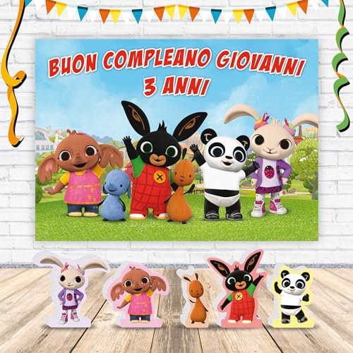 Poster in carta stampata alta risoluzione cm L140 x H100 - Bing personalizzato compatibile + set 5 sagomette in polistirolo 15 cm