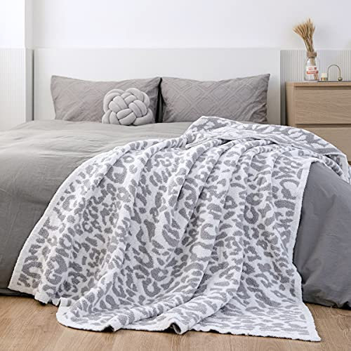 MH MYLUNE HOME Überwurfdecke, ultraweich, flauschig, gemütlich, warm, Fleece, Sherpa-Plüsch-Mikrofaser-Decke für Couch, Bett, Sofa (180,3 x 198,1 cm, hellgrau)