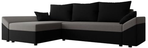Mirjan24 Ecksofa Chione L mit Bettkasten und Schlaffunktion, Ottomane universell, 3 Sitzer Ecksofa, L-Form Sofa, Couch, Polsterecke mit Bettfunktion, Wohnlandschaft, Eckcouch (Alova 04 + Alova 36)
