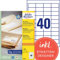 AVERY Zweckform LR3657 Recycling Etiketten (4.000 Klebeetiketten, 48,5x25,4mm auf A4, 100% recyceltes Altpapier, individuell bedruckbar, selbstklebende Aufkleber) 100 Blatt, naturweiß