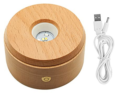 CDIYTOOL Base de luz LED de madera, base giratoria de dispersión de luz LED redonda Placa base giratoria colorida Base de escritorio Soporte de luz para joyería de bolas de cristal, fotos (1)